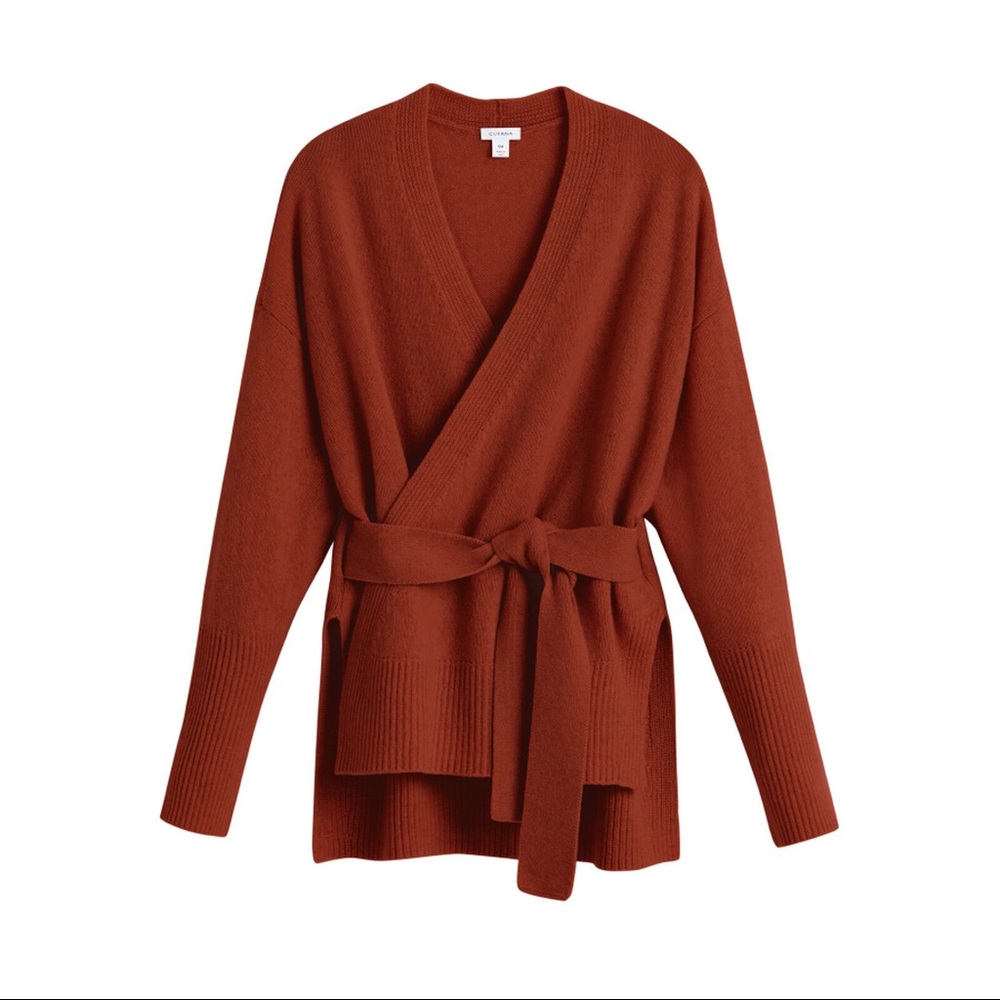 Recycled Cashmere Soft Wrap Sweater - Ginger, Size S